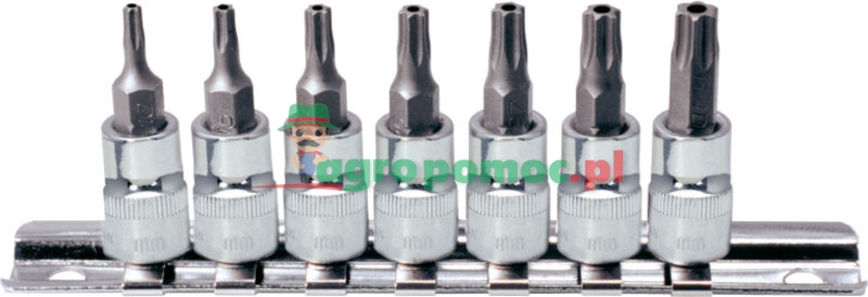 KS Tools 1/4" CHROMEplus® Bit-Stecknuss-Satz für TX-Schrauben mit Stirnlochbohrung, 7-tlg., TB1