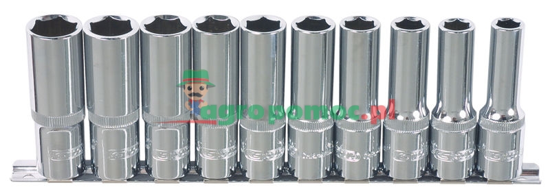 KS Tools 1/4" CHROMEplus® Sechskant-Stecknuss-Satz, lang, 10-tlg., 4-13mm