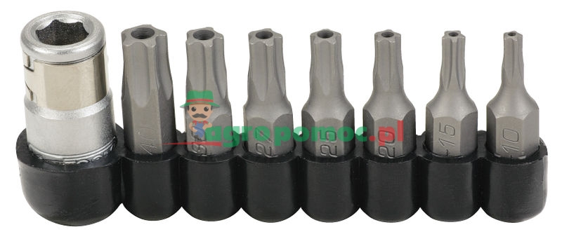 KS Tools 1/4" CLASSIC Bit-Satz für Fünfsternschrauben mit Stirnlochbohrung, 8-tlg., TS10-TS40