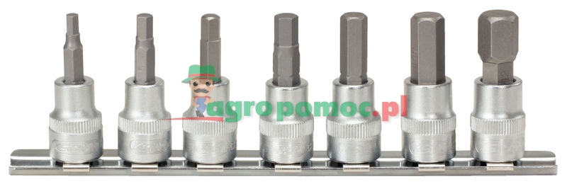 KS Tools 3/8" Bit-Stecknuss-Satz für Innensechskant-Schrauben, 7-tlg., 4-12mm