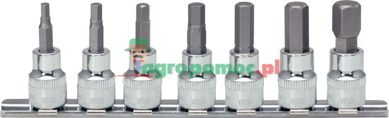 KS Tools 3/8" CHROMEplus® Bit-Stecknuss-Satz für Innensechskant-Schrauben, 7-tlg., 4-12mm