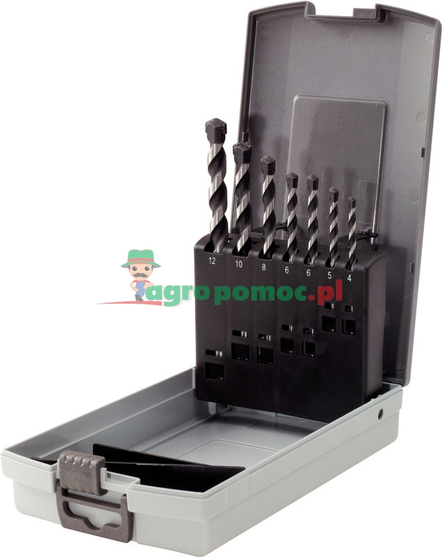 KS Tools Betonbohrer-Satz mit Hartmetallspitze und Zylinderschaft in Kunststoffkassette, 7-tlg., 4-12mm