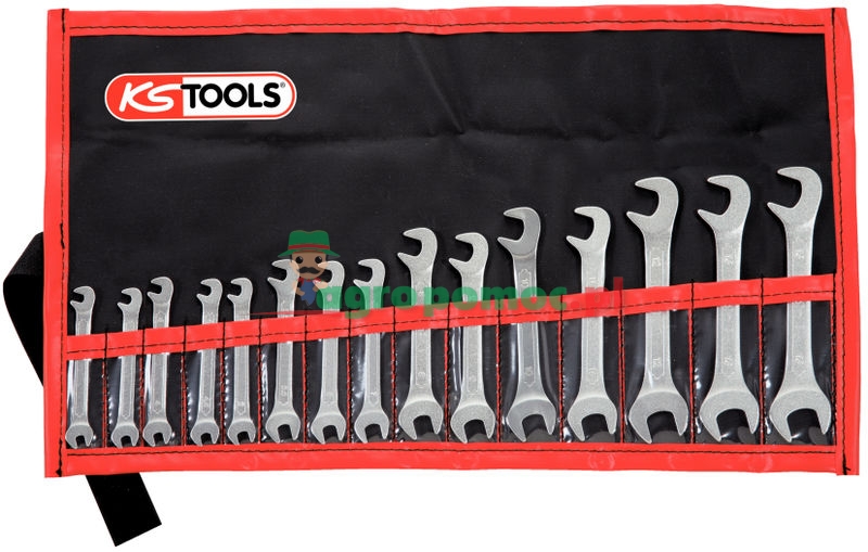 KS Tools CLASSIC Doppel-Maulschlüssel-Satz, 15° und 75° abgewinkelt, 15-tlg., 3,2-14mm