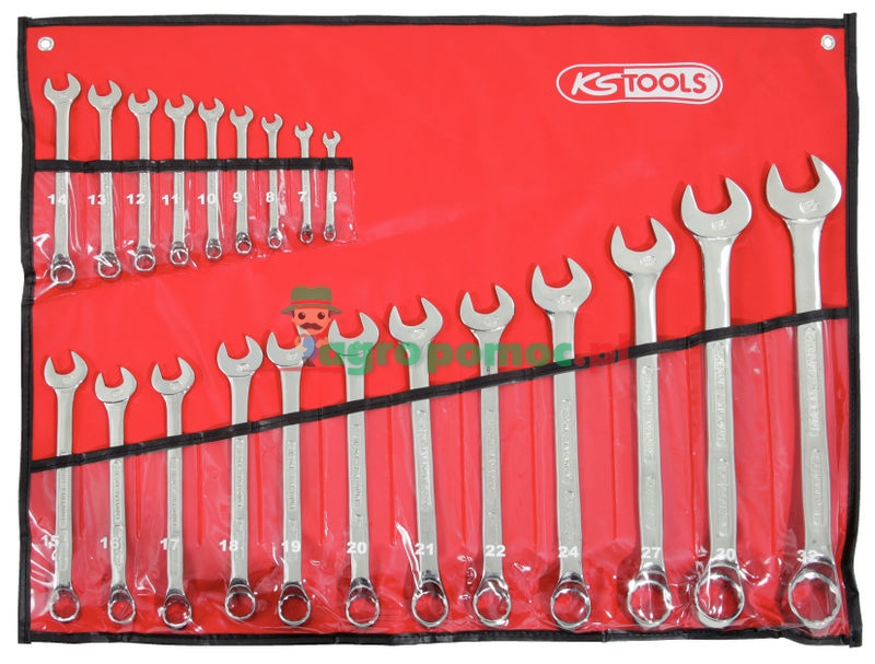 KS Tools CLASSIC Ringmaulschlüssel-Satz, gekröpft, 12-tlg., 8-19mm