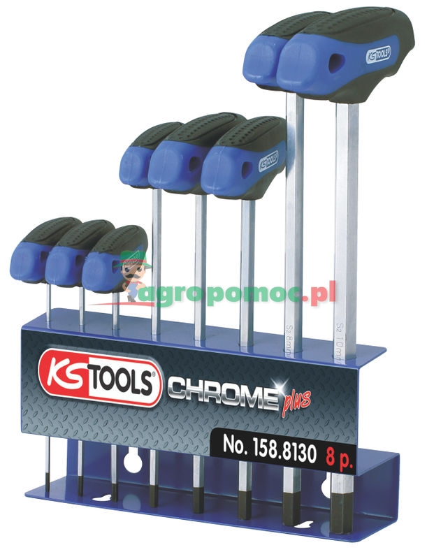 KS Tools ERGOTORQUEplus® T-Griff-Stiftschlüssel-Satz, 8-tlg., 2-10mm