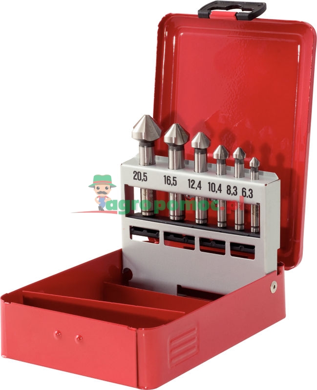 KS Tools HSS Co 5 Kegel- und Entgratsenker-Satz 90° in Stahlblechkassette, 6-tlg., 6,3-20,5mm