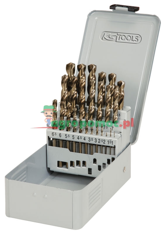 KS Tools HSS-G Co 5 Spiralbohrer-Satz in Stahlblechkassette, 25-tlg., 1-10mm