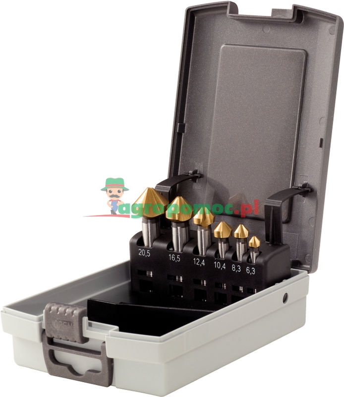 KS Tools HSS TiN Kegel- und Entgratsenker-Satz 90° in Kunststoffkassette, 6-tlg., 6,3-20,5mm