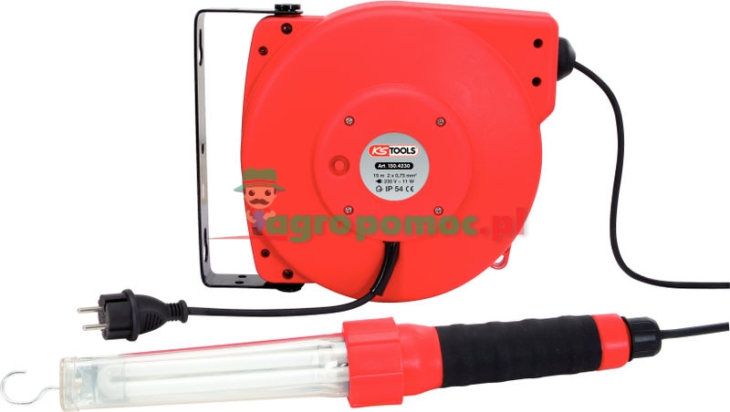 KS Tools Kabelaufroller mit Profi-Werkstatt-Stabhandlampe 11 Watt, 2-tlg.