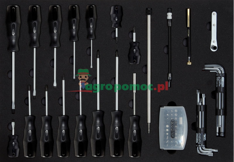 KS Tools Schraubendreher-, Bit- und Winkelstiftschlüssel-Satz, 22-tlg., 1/1 Systemeinlage