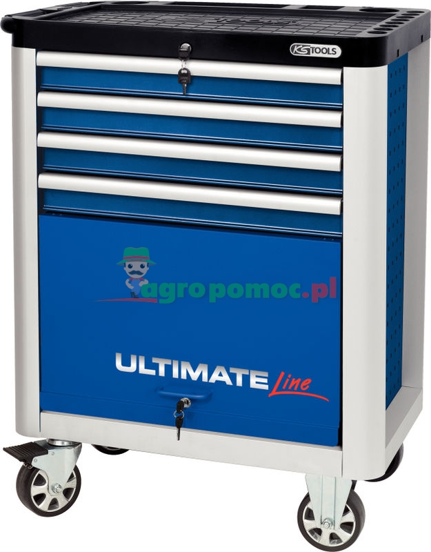 KS Tools ULTIMATEline BLAU/SILBER Werkstattwagen, mit 4 Schubladen
