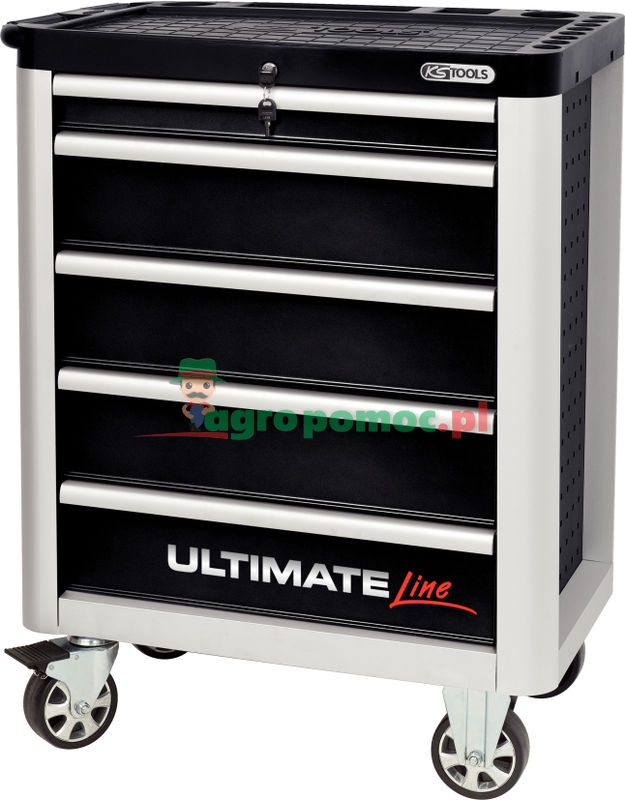 KS Tools ULTIMATEline SCHWARZ/SILBER Werkstattwagen, mit 5 Schubladen