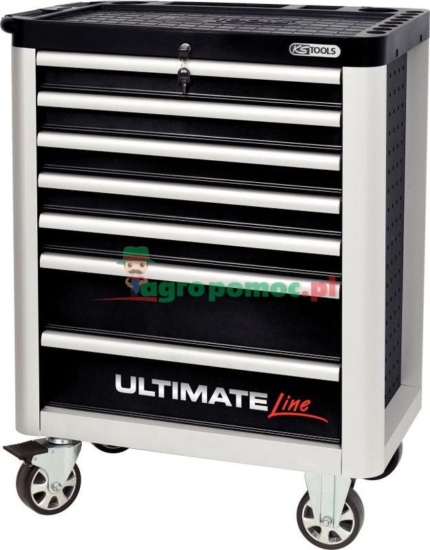 KS Tools ULTIMATEline SCHWARZ/SILBER Werkstattwagen, mit 7 Schubladen