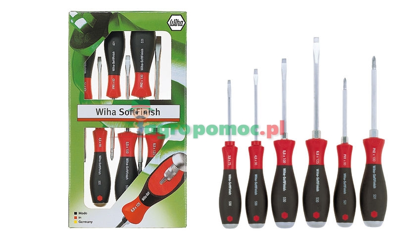 WIHA Wkrętak do nakrętek z rowkiem i Phillips - zestaw-SoftFinish®